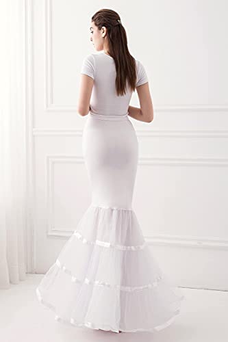 Snowskite Womens 3 Layers Floor Length Trumpet Mermaid Wedding Dress Petticoat, White, S/M #TOP2