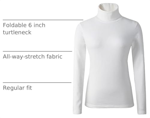 Image of Women's Soft Cotton Turtleneck Top Basic Pullover Sweater