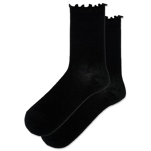 Image of Hot Sox Women's Roll Top & Lettuce Edge Crew Socks - 1 Pair Pack - Cute Fashion Gifts