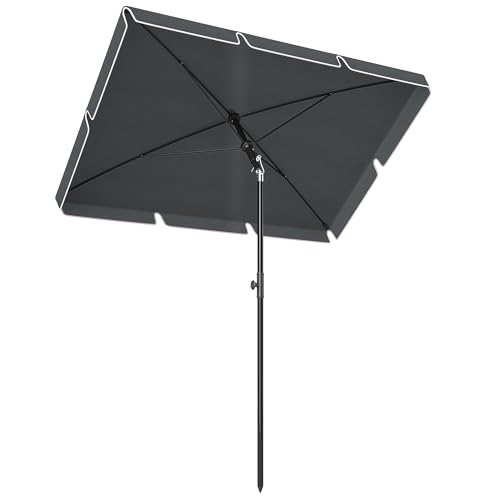 Outsunny Sombrilla de Jardín de Aluminio 2x1,3x2,5 m Parasol de Jardín Rectangular con Función de Inclinación para Terraza Patio Exterior Gris