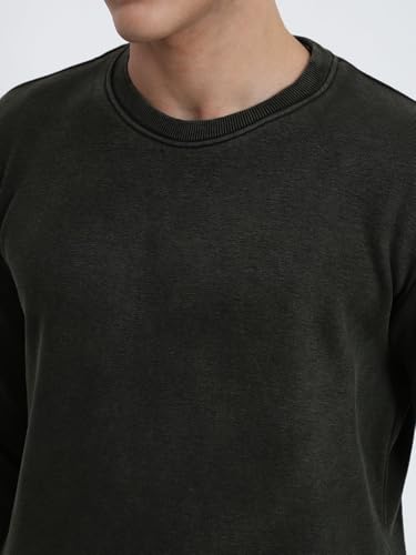 Image of SHOWOFFFF Men Solid Pullover Sweatshirt | Round Neck Full Sleeves Cotton Sweatshirt's for Mens | Slim Fit Regular Length Sweatshirts for Men's