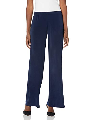 AGB Women's Soft Knit Palazzo Wide Leg Pant (Petite, Standard and Plus Sizes), Navy, Large