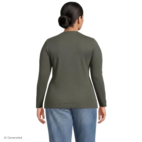 Image of Lands' End Women's Cotton Rib Knit T-Shirt
