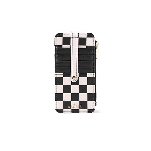 Image of KEDZIE Essentials Only Women's Zippered Wallet in Vegan Leather Small Card Holder Wallet Exterior ID Window - Later Skater