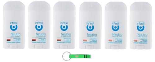 6x Infasil Deodorant Neutro Extra Delicato Deo Stick - Deodorante Ohne Aluminiumsalze 50ml + Beni Culinari Kostenloser Schlüsselanhänger