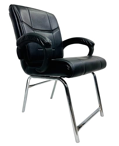 Image of Special Director Principal Office Visitor Study Chair with arm Rest and Cushioned seat Back, Chair Without Wheels, Holds Upto 125 kg (2, Black, H Frame)