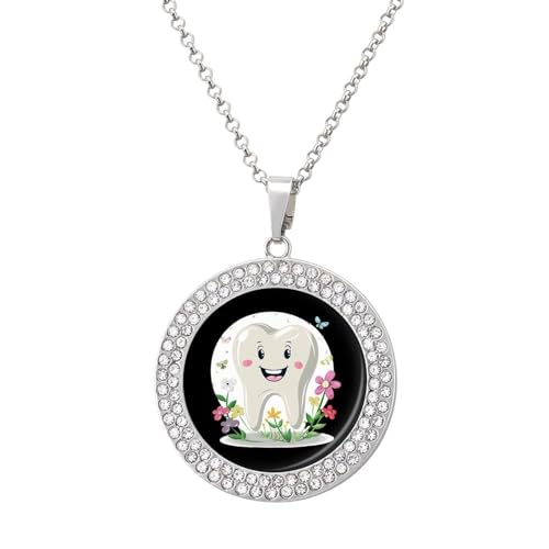 Collar de flores de dientes para asistente dental, higienista bucal para mujer, colgante de joyería ajustable para mamá, esposa, novia, regalos, talla única, Metal