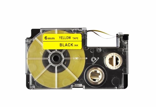 Image of LIVYU LIFE 6mm Label Printer Tape Compatible Label Tape Replacement for Casio KL-120, KL-60, KL-820, KL-7400, KL-G2, KL-HD1 Ez Label Maker, (Black Ink on Yellow Tape -6mm x 8m-1 Pcs)