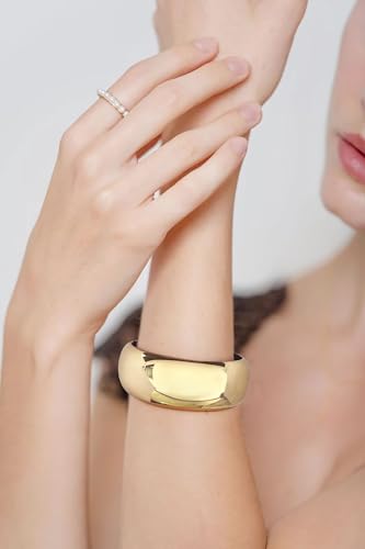 Chunky Gold Cuff Bracelets for Women Wide Gold Bangle Bracelet Hammered Open Wrist Cuff Bracelet Christmas Holiday Jewelry3