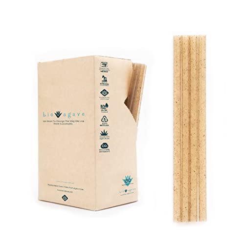 BIO AGAVE Biodegradable 8.25" x 8mm Jumbo Straws Made From
