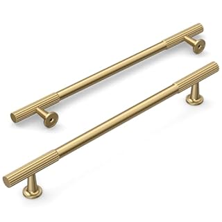 Amerdeco 10 Pack Champagne Bronze Cabinet Pulls 7.5 Inch(192mm) Hole Centers Kitchen Cabinet Handles Solid Zinc Alloy Cabinet Hardware Drawer Pulls AM020
