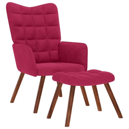 vidaXL Relaxsessel mit Hocker Weinrot Samt, Sessel, Loungesessel, Loungesessel, Relaxsessel, Wohnzimmersessel, Relaxsessel, Samtsessel, Velvetsessel