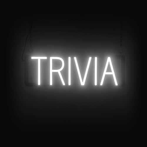 Image of SpellBrite LED Neon TRIVIA Sign for Business - White, 20 inch x 6 inch | Ultra-Bright Click-Together Signage for Bars & Restaurants, with Visibility from 500 ft - 8 Animations, 6 Brightness Levels