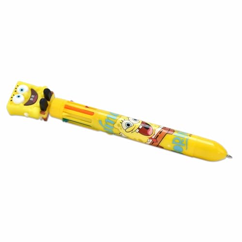 Bolígrafo Bob Esponja Pantalones Cuadrados, bolígrafo con 8 colores diferentes, artículo oficial, idea de regalo ideal