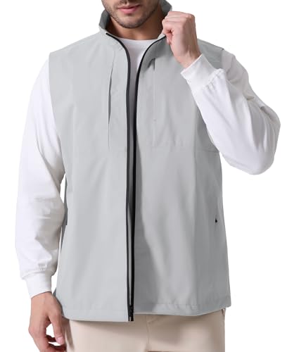 Image of Susclude Men's Quick Dry Lightweight Softshell Vest Windproof Sleeveless Jacket for Fishing Work Golf Hiking Casual Travel