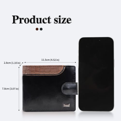 Men's Leather Wallets, Minimalist Bifold Wallet for Men, Card Holder Wallet with ID window and Coin Pocket (Black)2