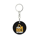 Hybfdrtdw I Run Hoes For Money Funny Heavy Equipment Round Keychain With Clips Car Key Organizer