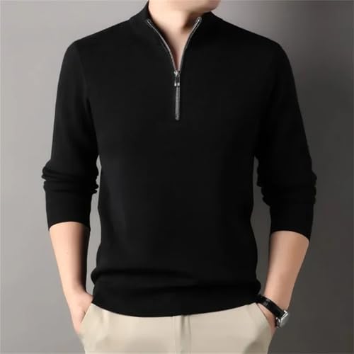 Men's Turtleneck Pullover Wool Sweater Contrasting Color Fleece Knit Sweater Zipper Sportswear4