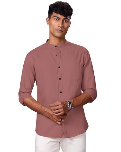 Image of BBC - Mandarin Collar Men's Casual Cotton Regular Shirt Every Occasion