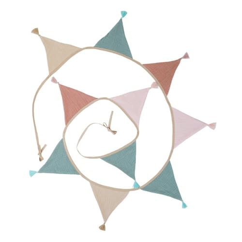 Nursery Room Fabric Garlands 2.6m Long Fringed Flags Bunting For Children Room Decoration Wall Decors Haning Banners Flags