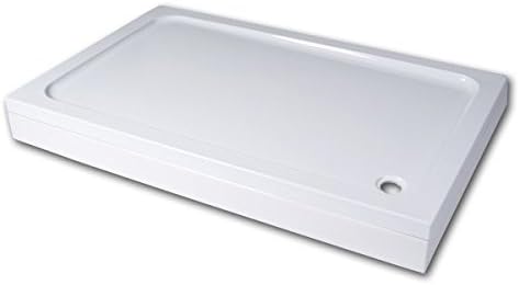 Shower Tray Rectangular Easy Plumb 1000 x 760 - Strong Stone Resin with an Acrylic Capping - Impact Resistant Load Bearing Base - High Quality White Design with Plinth and Adjustable Legs - for Bathroom Ensuite Enclosure (Dimensions - Height: 45mm +/- 5mm, 760mm x 1000mm)