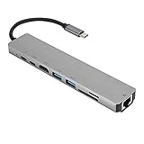 8-in-1-USB-C-auf-Typ-C-Hub-Dockingstation, USB-C-auf-Typ-C-Adapter mit HDMI 4K, RJ45-Ethernet, 3 USB 3.0-Anschlüsse, TF-OTG-Lesegerät, Hochgeschwindigkeits-Datenübertragung 5