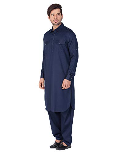 Elina fashion Men's Tunic Cotton Pathani Style Set Indian Pakistani Traditional Wear2