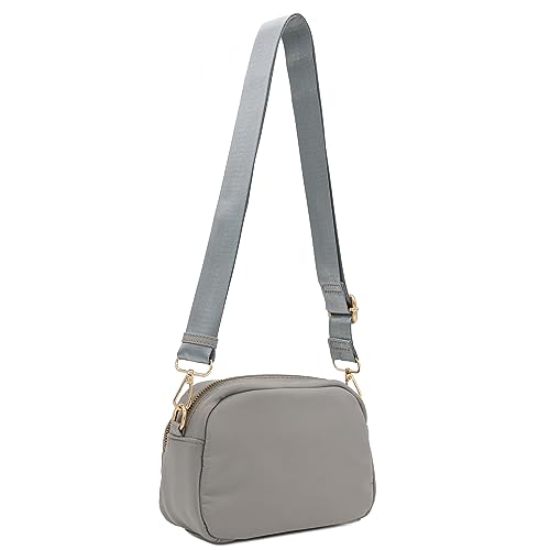Image of FashionPuzzle Quilted Nylon Crossbody Bag with Wide Strap