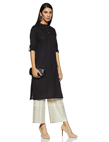 Image of W for Woman W Women's Straight Kurta (19FEW11542-211540M Black 6)