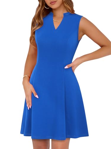 Image of YIOYOLA Womens Elegant Classy A-Line V Neck Mini Business Casual Work Dresses Party Cocktail Short Dress with Pockets