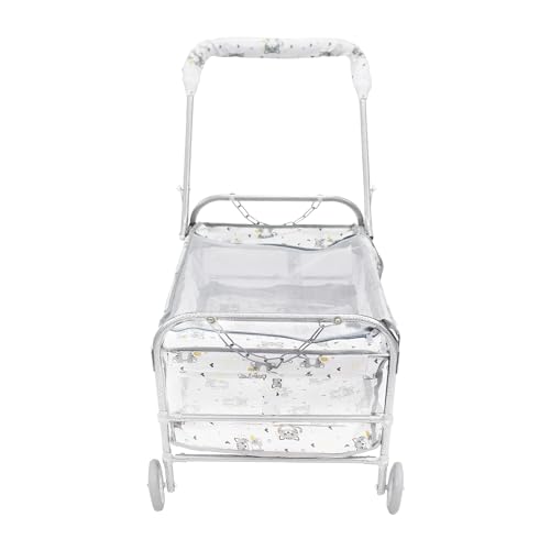 Image of BABYBLESSING Baby Cradle with Swing and Mosquito Net | with 4 Wheels | Foldable & Movable | Sturdy and Safe | Durable | Jhulla | Palna | Easy to use | White Grey