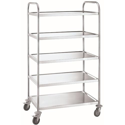 METRO Professional Servierwagen GST1005, Edelstahl, 85 x 52,6 x 154,3 cm, 5 Niveaus, Gesamtlast 200 kg, Silber