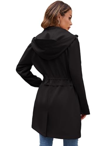 Womens Rain Jacket with Hood, Long Rain Coat for Women Waterproof Trench Coat Lined Windbreaker Fall Jacket4