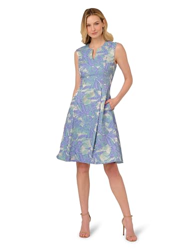 Adrianna Papell Women's Notch Jacquard Midi Dress