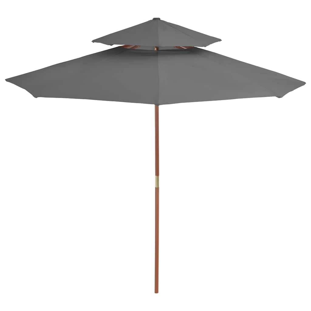 Antracyt parasol 270 cm z drewnianym kijem
