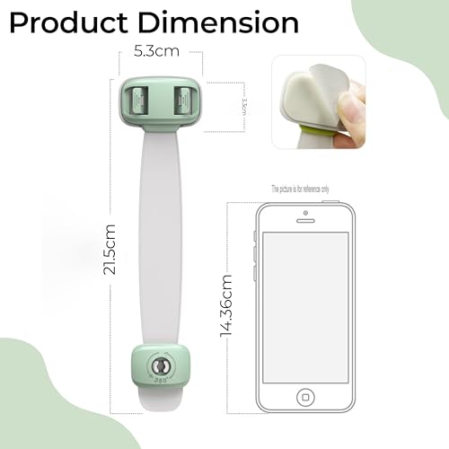 Image of Bembika Furniture Safety Locks for Kids, Child Safety Lock for Fridge, Drawers, Cupboard, Cabinet, Window Safety Multifunction Accessories for Baby Infants Toddlers Green - 2 Pcs