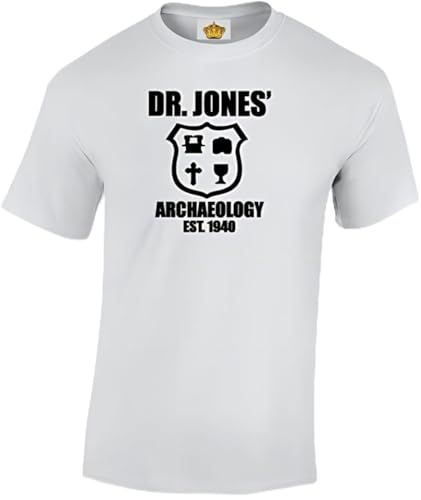 Crown Designs Dr Jones Archaeology Movie Film Inspired Gift for Men & Teenagers T-Shirts White 3XL