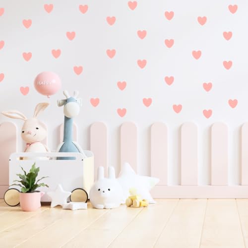 Image of Pastel Color Heart Sticker for Scrapbook or for Wall Decoration, Nursery Decor, Home Decor (Peach)
