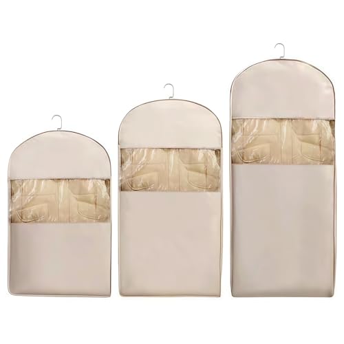 Set of 3 Space-Saving Garment Protectors, Eva Dust-Resistant Clothing Storage Bags, Zip Compression Style, Clear Closet Organizers for Home, Wardrobe3