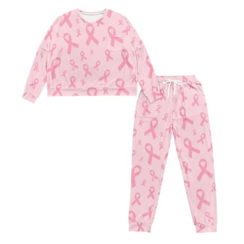 Image of Womens Pajama Sets 2 Piece Pjs Lounge Sets Long Sleeve Sleepwear Crew Neck Pullover Top with Long Pants