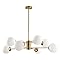 Modern 8-Light Gold Chandelier With White Glass Globe Shades For Dining Room, Living Room, Or Bedroom (Bulbs Not Included - View #2