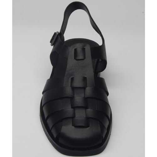 MILDSEVEN Men's Business Roman Sandals, Retro Handmade Closed Toe Beach Shoes, Fashion Casual Soft Fisherman Shoes4