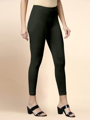 Image of TRENDMALLS Women's Microfiber Elastane Stretch Soft Cropped Leggings with Ultrasoft Waistband for Women