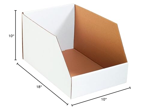 Image of BOX USA BBINJ101810 Jumbo Open Top Bin Boxes, 10 inch x 18 inch x 10 inch, Oyster White (Pack of 25)
