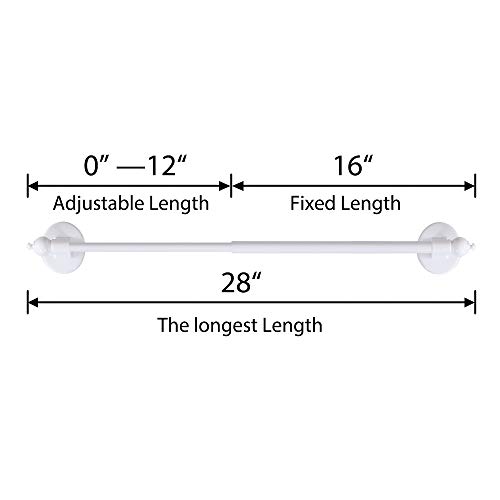 Magnetic Curtain Rod 5/8" Multi-Use Versatile Adjustable Appliance Magnetic Rod Extends From 16 Inch To 28 Inch Magnetic Cafe Curtain Rod, White, 2 Pack #TOP1