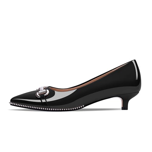 Women's Kitten Heels Pumps Pointed Closed Toe Slip On Dress Shoes2