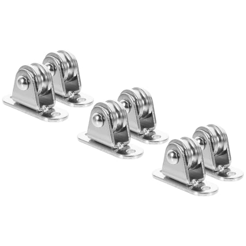 Juego de 6 poleas de tracción de acero inoxidable con rodamientos, bloque de elevación de montaje en pared y techo para cables de alimentación, tendederos y cuerdas, fácil instalación y uso versátil