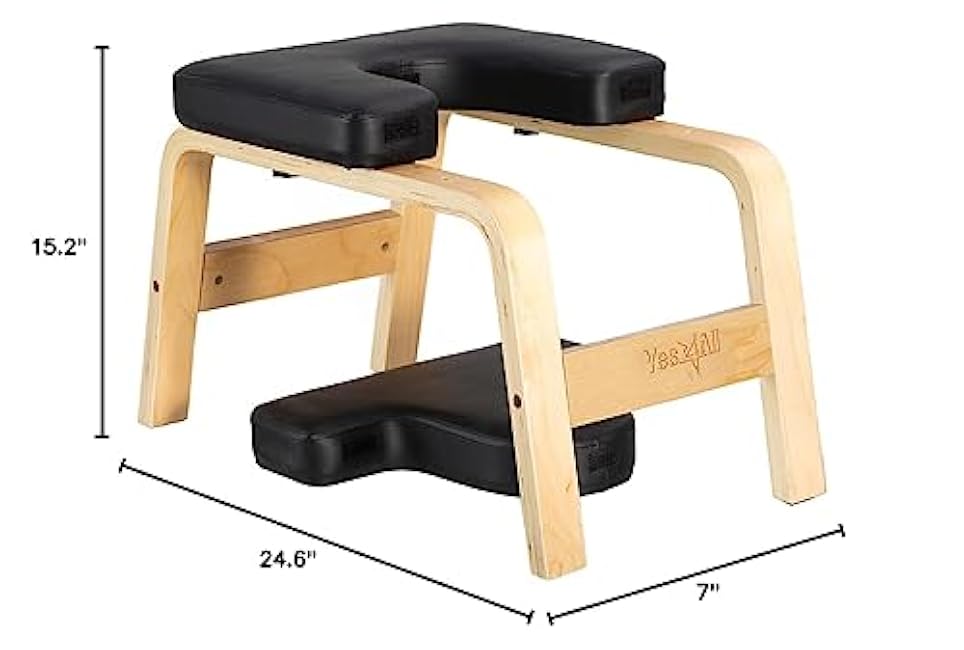 Yes4All Yoga Headstand Bench with PU Pads Thickness Foam, Wooden Yoga Inversion Chair for Balance Training,Core Strengthening - P.A.