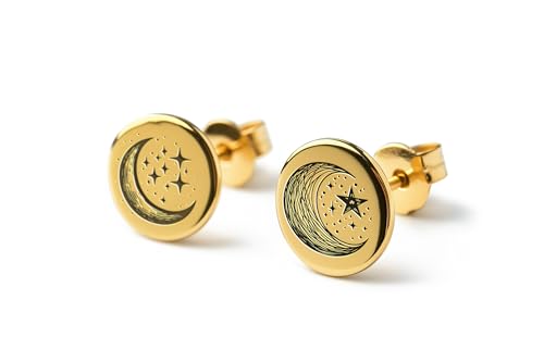 Boucles d'oreilles Celestial Moon en disque gravé