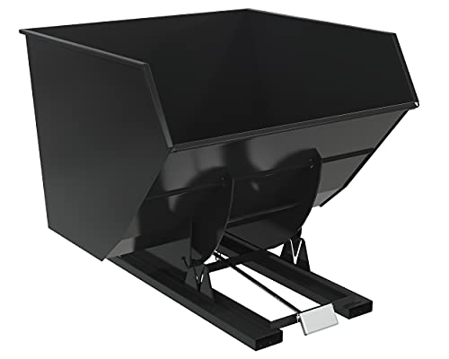 Vestil D-400-HD-BLK-SG Steel Heavy Duty Self Dumping Hopper 4 Cubic Yard 6000 Lb. Capacity Semi Gloss Black